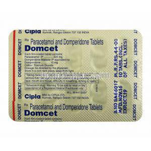 ドムセット (ドンペリドン/ アセトアミノフェン)　錠剤裏面